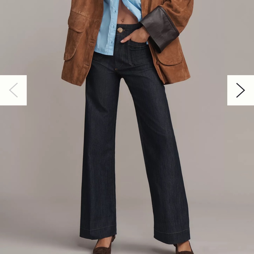 Anthropologie The Colette Full-Length Wide-Leg Jeans by Maeve in Rinse Wash